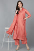  Women Orange Poly Silk Kurta Trousers With Dupatta