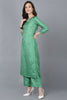  Women Green Poly Silk Kurta Trousers With Dupatta 