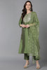 Green Poly Silk Solid Yoke Design Suit Set PKSKD1591