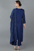  Women Navy Blue Silk Blend Solid Kurta Trousers With Dupatta 