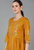  Women Mustard Silk Blend Embroidered Kurta Set 