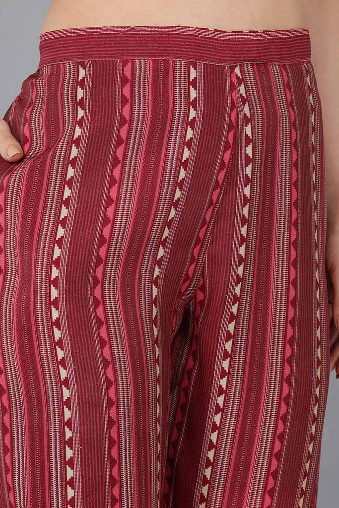  Women Maroon Chanderi Silk Kurta Trousers With Dupatta 