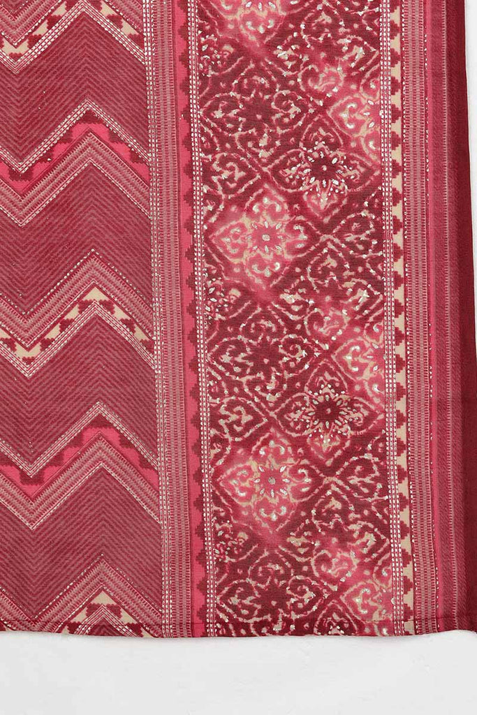  Women Maroon Chanderi Silk Kurta Trousers With Dupatta 