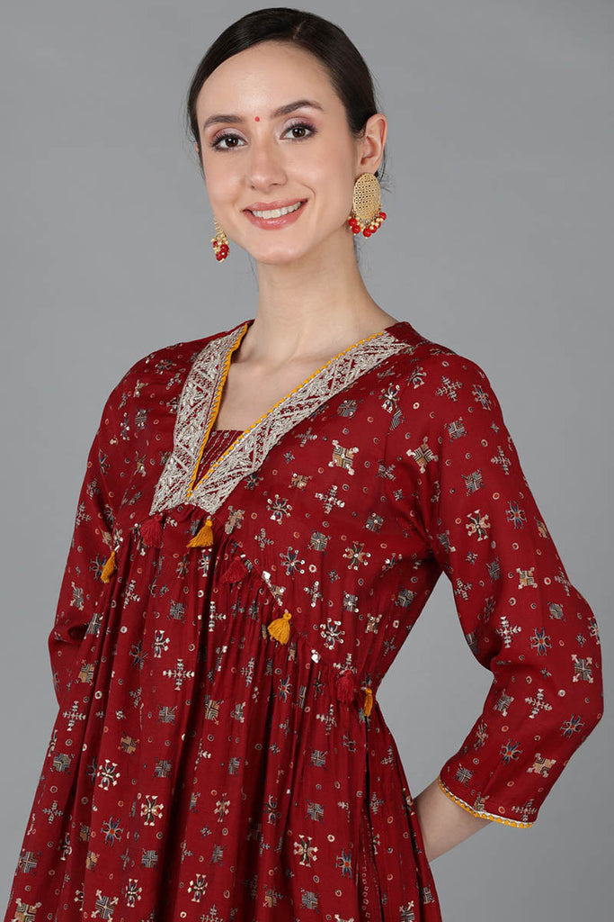  Women Maroon Chanderi Silk Kurta Trousers With Dupatta 