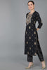  Women Black Chanderi Silk Kurta Trousers With Dupatta 