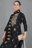  Women Black Chanderi Silk Kurta Trousers With Dupatta 