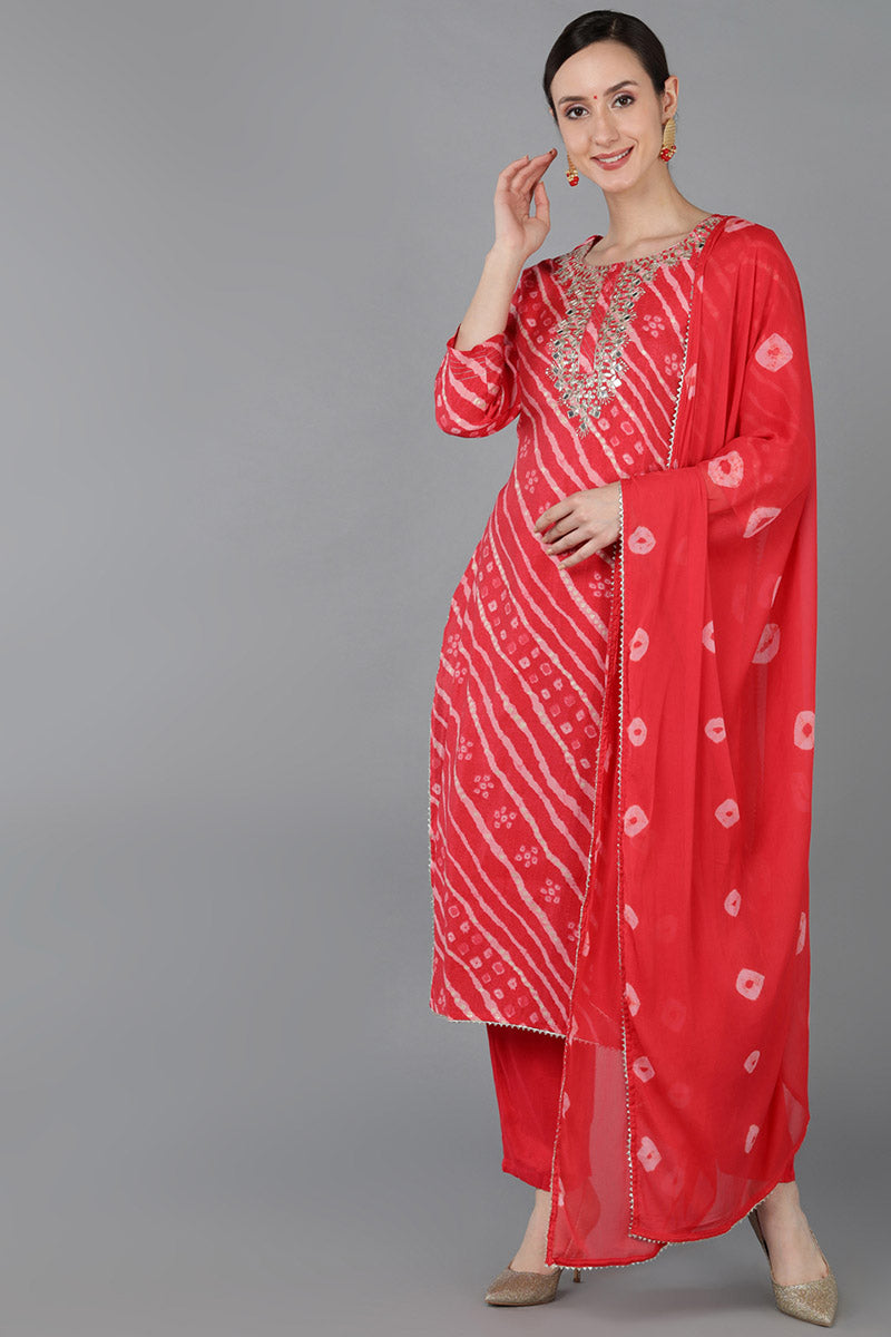  Women Pink Chanderi Silk Kurta Trousers With Dupatta 