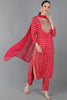 Red Viscose Rayon Ethnic Motifs Straight Kurta Trousers With Dupatta 