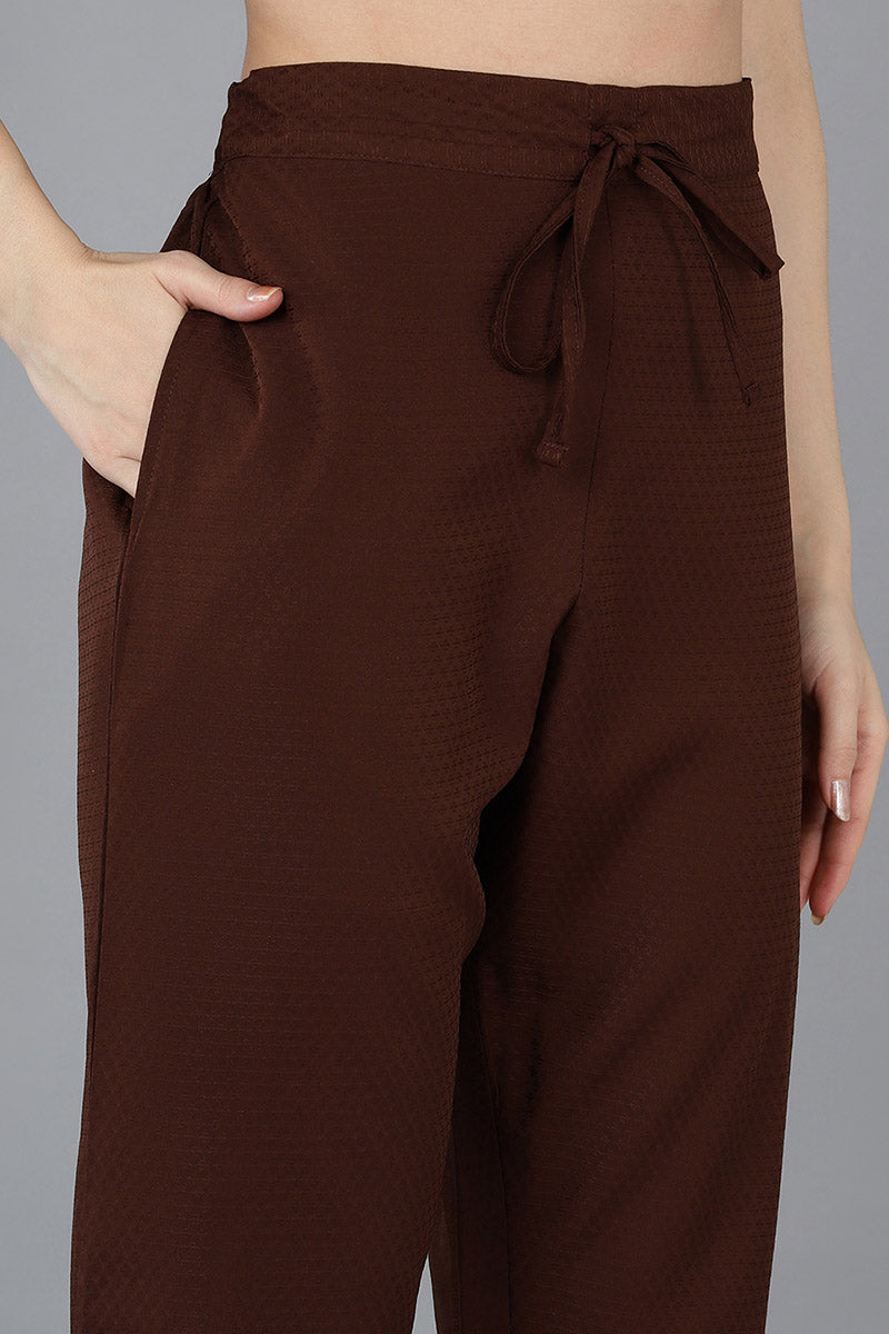  Women Brown Poly Silk Yoke Design