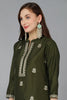 Green Silk Blend Solid Straight Kurta Trousers With Dupatta 