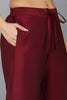 Maroon Silk Blend Woven Design Anarkali Kurta Trousers With Dupatta 