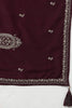 Burgundy Silk Blend Solid Straight Kurta Trousers With Dupatta 