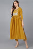 Mustard Silk Blend Solid Straight Kurta Trousers With Dupatta 