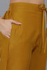 Mustard Silk Blend Solid Straight Kurta Trousers With Dupatta 