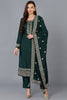 Green Silk Blend Solid Straight Kurta Trousers With Dupatta 