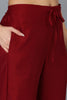 Maroon Silk Blend Solid Straight Kurta Trousers With Dupatta 