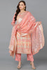 Peach Poly Chanderi Woven Design Kurta Pant With Dupatta PKSKD1764