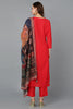 Silk Blend Red Embroidered Straight Kurta Pant With Dupatta PKSKD1769