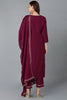 Silk Blend Burgundy Embroidered Straight Kurta Pant With Dupatta PKSKD1771