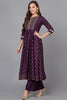 Purple Silk Blend Anarkali Kurta Pant With Dupatta PKSKD1773