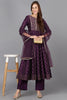 Purple Silk Blend Anarkali Kurta Pant With Dupatta PKSKD1773