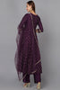 Purple Silk Blend Anarkali Kurta Pant With Dupatta PKSKD1773