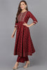 Maroon Silk Blend Anarkali Kurta Pant With Dupatta PKSKD1774