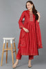 Red Silk Blend Anarkali Kurta Pant With Dupatta PKSKD1776