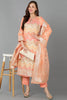 Peach Poly Chanderi Woven Design Kurta Pant With Dupatta PKSKD1782