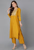 Mustard Silk Blend Straight Kurta Palazzo With Dupatta PKSKD1827