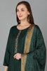 Green Silk Blend Straight Kurta Pant With Dupatta PKSKD1834