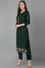 Green Silk Blend Straight Kurta Pant With Dupatta PKSKD1834