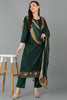 Green Silk Blend Straight Kurta Pant With Dupatta PKSKD1834