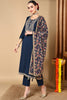 Navy Blue Silk Blend Straight Kurta Pant With Dupatta PKSKD1840