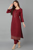 Maroon Silk Blend Straight Kurta Pant With Dupatta PKSKD1847