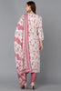 Off White Silk Blend Floral Straight Kurta Pant With Dupatta PKSKD1857