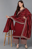 Maroon Silk Blend Straight Kurta Palazzo With Dupatta 