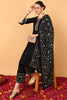 Black Poly Georgette Solid Embroidered Straight Suit Set PKSKD1875