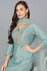 Green Silk Blend Straight Kurta Palazzo With Dupatta PKSKD1883