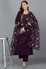 Purple Silk Blend Straight Kurta Pant With Dupatta PKSKD1891