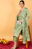 Green Silk Blend Ethnic Motifs Straight Suit Set PKSKD1897