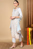 Blue Silk Blend Straight Woven Design Kurta Pant With Dupatta PKSKD1907