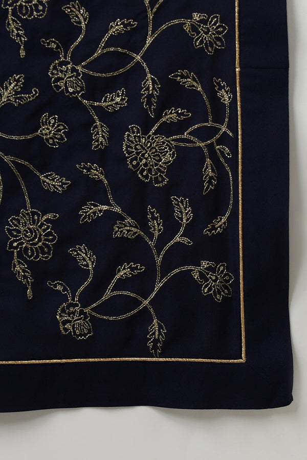 Prussian Blue Poly Georgette Angrakha Pant With Dupatta PKSKD1910