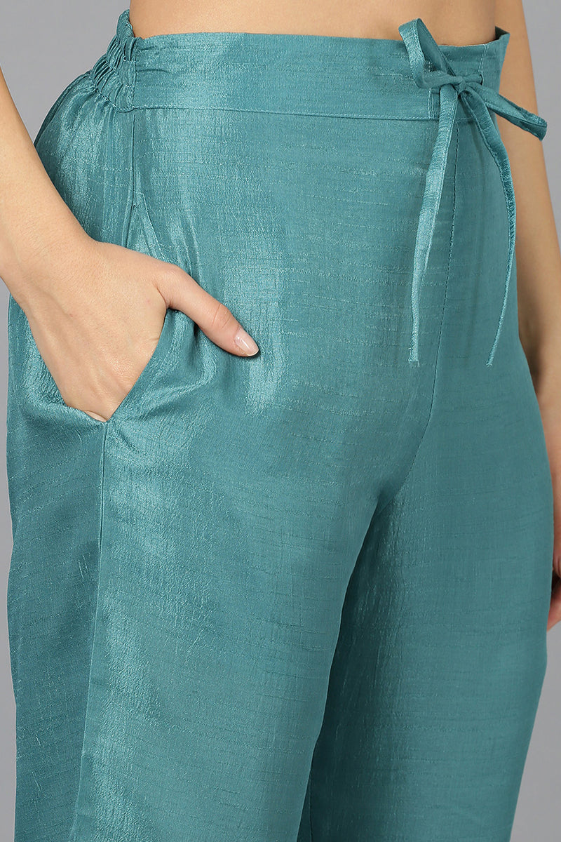 Sea Green Straight Kurta Pant With Dupatta PKSKD1921