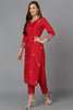 Red Silk Blend Straight Kurta Pant With Dupatta PKSKD1929