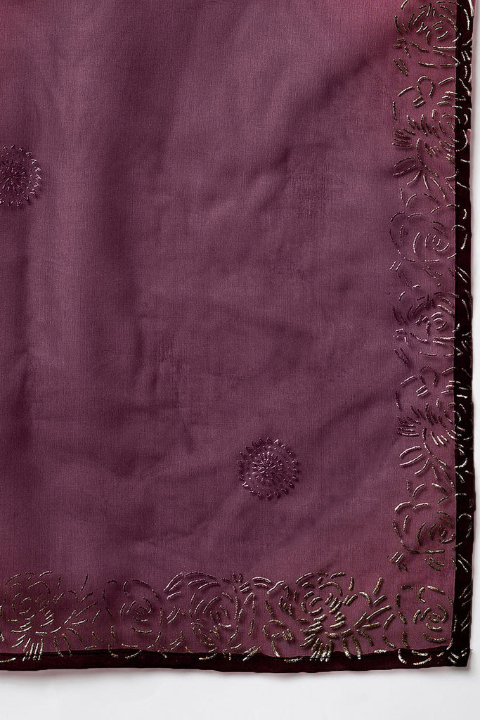 Purple Silk Blend Straight Yoke Design Kurta Pant With Dupatta PKSKD1937