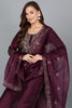 Purple Silk Blend Straight Yoke Design Kurta Pant With Dupatta PKSKD1937