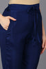 Silk Blend Navy Blue Flared Kurta Pant With Dupatta PKSKD1940