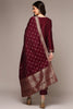 Maroon Poly Chanderi Woven Design Straight Suit Set PKSDK1976