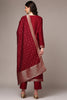 Red Poly Chanderi Woven Design Straight Suit Set PKSKD1977